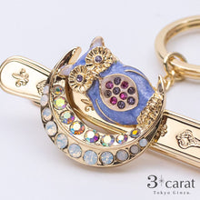 画像をギャラリービューアに読み込む, バッグキークリップ 月とフクロウ 2色
